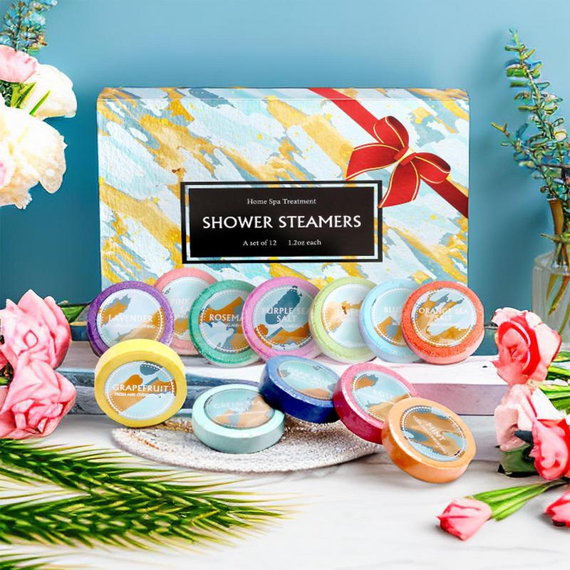 Shower Steamer Tablet - เม็ดฟู่น้ำหอมสำหรับอาบน้ำ 12 ชิ้น สารสกัดจากพืช กลิ่นดอกไม้แห้ง: โรสแมรี่