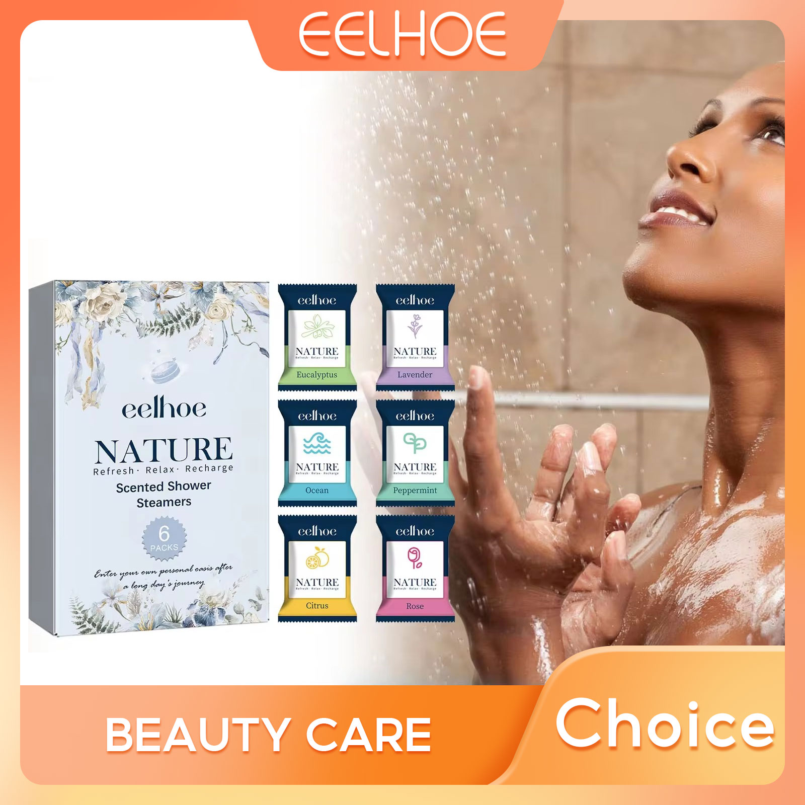 Shower Steamer Tablet - Eelhoe Relief เครื่องพ่นไอน้ำกลิ่นหอมธรรมชาติเม็ดลาเวนเดอร์สำหรับทำความสะอาดร่างกายผ่อนคลายน้ำมันสปาเกลือทะเล